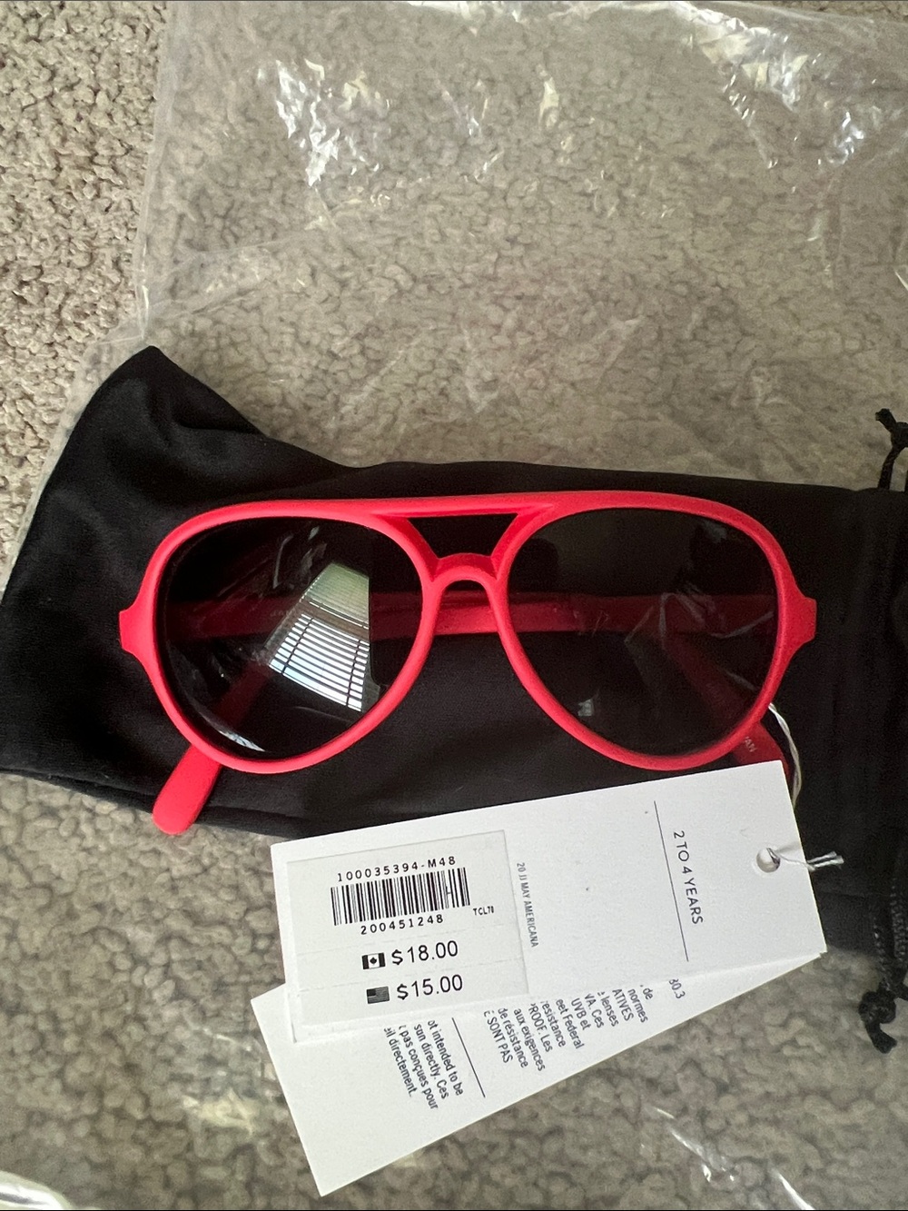 Janie and Jack Red Aviator Sunglasses for Kids